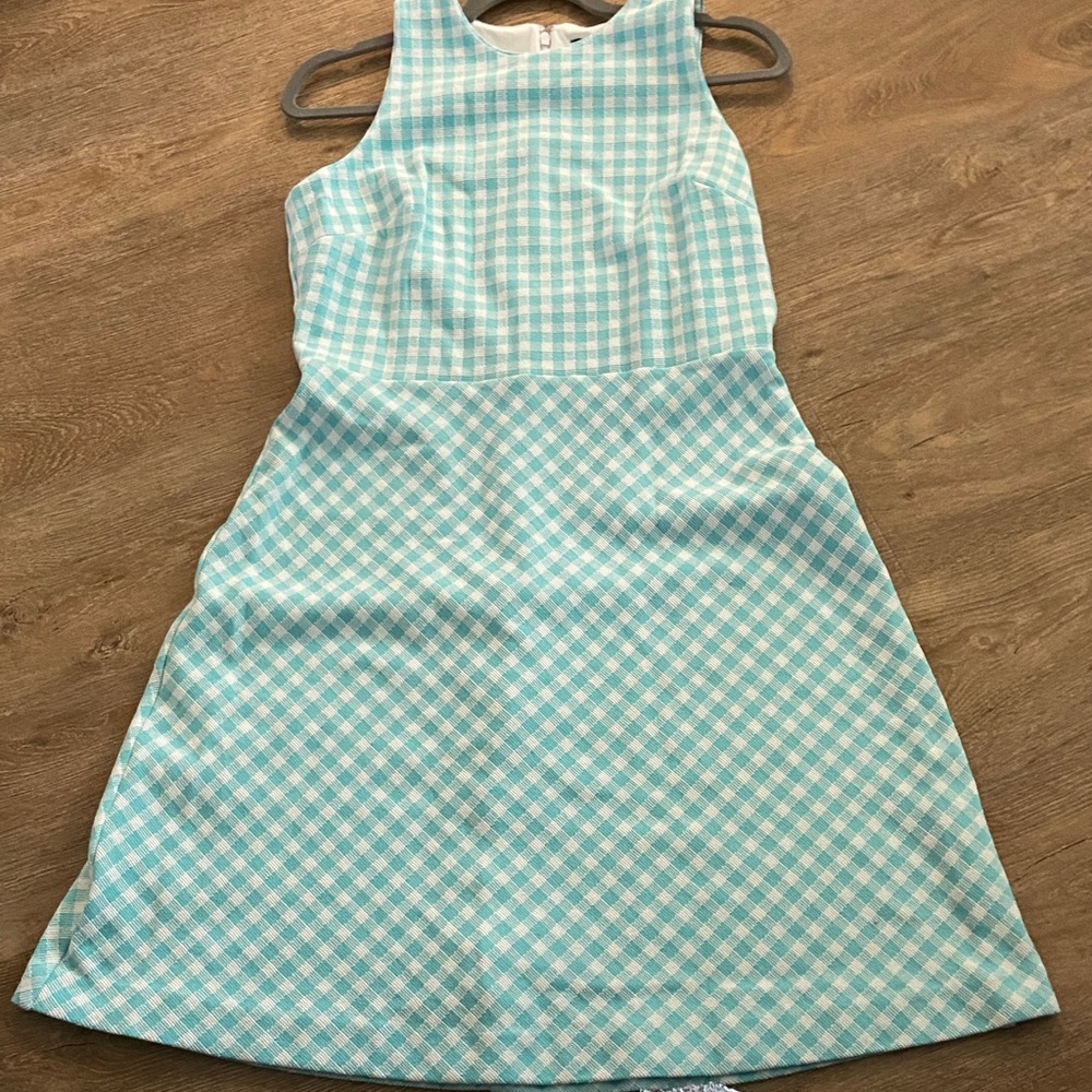 Ann Taylor Aqua Checkered Dress